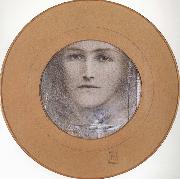 Fernand Khnopff Brown eyes and a Blue Flower oil on canvas